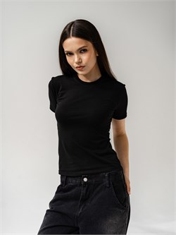 Футболка женская  скимс базовая облегающая_Черная 10048