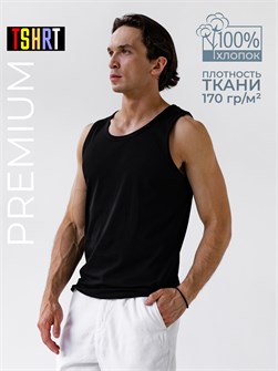 Майка мужская бельевая  бесшовная Премиум_черная Премиум_черная